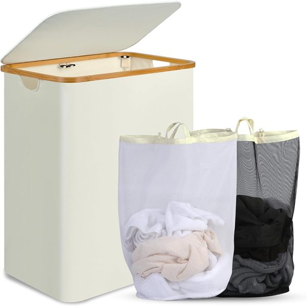 160L Tall Laundry Basket with 2 Inner Bags