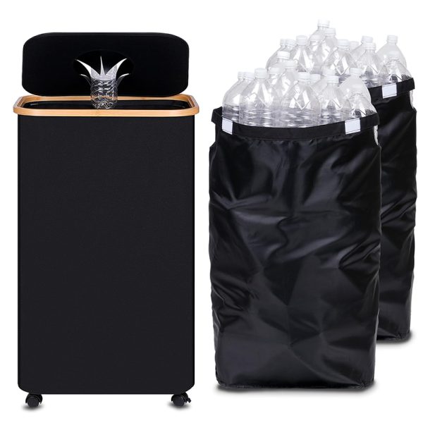 Square Plastic Bottle Recycling Bin with Wheels